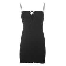 Load image into Gallery viewer, Waatfaak Gothic Short Black Dress Club Cut Out Spaghetti Women Dress Cotton Sexy Summer Mini Dress Bodycon Casual High Waist