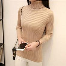 Load image into Gallery viewer, Autumn And Winter New Two-neck Collar Thick Warm Slim Sweater Women's High Collar Bottoming Shirt Long Sleeve