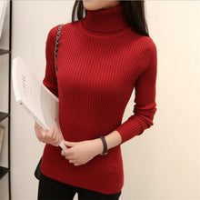 Load image into Gallery viewer, Autumn And Winter New Two-neck Collar Thick Warm Slim Sweater Women's High Collar Bottoming Shirt Long Sleeve