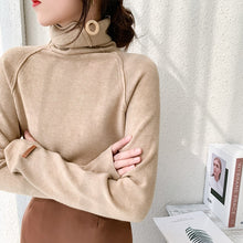 Load image into Gallery viewer, Spring Autumn Turtleneck Sweater Women Solid Loose Knit Pullover Jumper Outwear кофта свитер женский M9D302Y