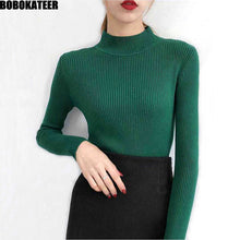 Load image into Gallery viewer, BOBOKATEER Casual Winter Clothes Knitted White Half Turtleneck Sweater Women Pullover Female Black Pull Jumper Tops Fall 2020