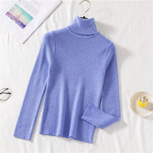 Load image into Gallery viewer, Shiny Sweater Women 11 Colors Turtleneck Slim Pullover Spring Autumn Long Sleeve Knit jersey de mujer свитер женский M9D691