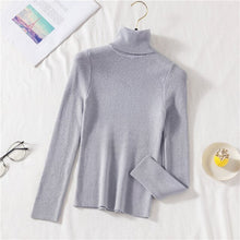 Load image into Gallery viewer, Shiny Sweater Women 11 Colors Turtleneck Slim Pullover Spring Autumn Long Sleeve Knit jersey de mujer свитер женский M9D691