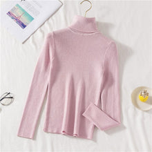 Load image into Gallery viewer, Shiny Sweater Women 11 Colors Turtleneck Slim Pullover Spring Autumn Long Sleeve Knit jersey de mujer свитер женский M9D691