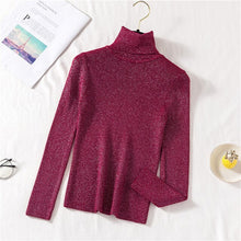 Load image into Gallery viewer, Shiny Sweater Women 11 Colors Turtleneck Slim Pullover Spring Autumn Long Sleeve Knit jersey de mujer свитер женский M9D691
