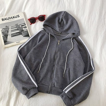 Load image into Gallery viewer, Hoodies Womens Harajuku Street Style Zip-up Solid Oversized Hoodie Women Simple Trendy Daily Leisure Loose Hooded Pockets Soft