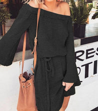 Load image into Gallery viewer, 2019 Autumn Long Sweaters Women Long Sleeve Sweaters Knitted Top Waist Sashes Off Shoulder Ladies Sweater Jumper Pullover Tops

