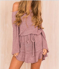 Load image into Gallery viewer, 2019 Autumn Long Sweaters Women Long Sleeve Sweaters Knitted Top Waist Sashes Off Shoulder Ladies Sweater Jumper Pullover Tops
