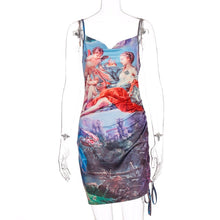 Load image into Gallery viewer, Hugcitar 2020 print sleeveless pleated bandage sexy mini slip dress summer women fashion streetwear outfits sundress
