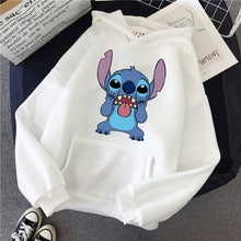 Load image into Gallery viewer, O-neck Women's Hooded Sweatshirt LILO STITCH Hoodie Pullovers Long Sleeves Harajuku Pink Pullovers Lovely Kawaii Casual Tops
