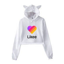Load image into Gallery viewer, Cat Ear Pink Russia Style Likee App LIKEE Hoodies Women Cat Crop Top Hoodie Female Rainbow Sweatshirt Trendy Streetwear Hip Hop
