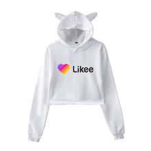 Load image into Gallery viewer, Cat Ear Pink Russia Style Likee App LIKEE Hoodies Women Cat Crop Top Hoodie Female Rainbow Sweatshirt Trendy Streetwear Hip Hop
