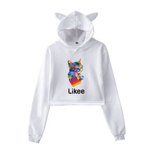 Load image into Gallery viewer, Cat Ear Pink Russia Style Likee App LIKEE Hoodies Women Cat Crop Top Hoodie Female Rainbow Sweatshirt Trendy Streetwear Hip Hop
