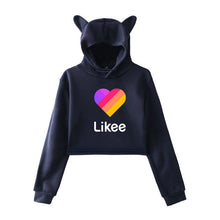 Load image into Gallery viewer, Cat Ear Pink Russia Style Likee App LIKEE Hoodies Women Cat Crop Top Hoodie Female Rainbow Sweatshirt Trendy Streetwear Hip Hop
