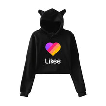 Load image into Gallery viewer, Cat Ear Pink Russia Style Likee App LIKEE Hoodies Women Cat Crop Top Hoodie Female Rainbow Sweatshirt Trendy Streetwear Hip Hop
