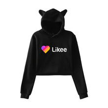 Load image into Gallery viewer, Cat Ear Pink Russia Style Likee App LIKEE Hoodies Women Cat Crop Top Hoodie Female Rainbow Sweatshirt Trendy Streetwear Hip Hop
