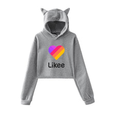Load image into Gallery viewer, Cat Ear Pink Russia Style Likee App LIKEE Hoodies Women Cat Crop Top Hoodie Female Rainbow Sweatshirt Trendy Streetwear Hip Hop

