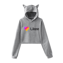 Load image into Gallery viewer, Cat Ear Pink Russia Style Likee App LIKEE Hoodies Women Cat Crop Top Hoodie Female Rainbow Sweatshirt Trendy Streetwear Hip Hop
