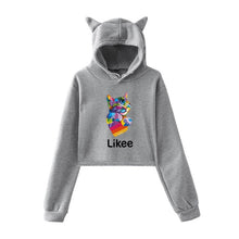 Load image into Gallery viewer, Cat Ear Pink Russia Style Likee App LIKEE Hoodies Women Cat Crop Top Hoodie Female Rainbow Sweatshirt Trendy Streetwear Hip Hop
