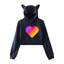 Load image into Gallery viewer, Cat Ear Pink Russia Style Likee App LIKEE Hoodies Women Cat Crop Top Hoodie Female Rainbow Sweatshirt Trendy Streetwear Hip Hop
