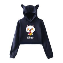 Load image into Gallery viewer, Cat Ear Pink Russia Style Likee App LIKEE Hoodies Women Cat Crop Top Hoodie Female Rainbow Sweatshirt Trendy Streetwear Hip Hop
