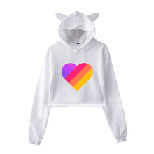 Load image into Gallery viewer, Cat Ear Pink Russia Style Likee App LIKEE Hoodies Women Cat Crop Top Hoodie Female Rainbow Sweatshirt Trendy Streetwear Hip Hop
