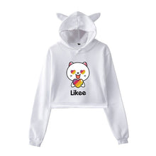 Load image into Gallery viewer, Cat Ear Pink Russia Style Likee App LIKEE Hoodies Women Cat Crop Top Hoodie Female Rainbow Sweatshirt Trendy Streetwear Hip Hop

