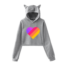 Load image into Gallery viewer, Cat Ear Pink Russia Style Likee App LIKEE Hoodies Women Cat Crop Top Hoodie Female Rainbow Sweatshirt Trendy Streetwear Hip Hop
