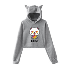 Load image into Gallery viewer, Cat Ear Pink Russia Style Likee App LIKEE Hoodies Women Cat Crop Top Hoodie Female Rainbow Sweatshirt Trendy Streetwear Hip Hop
