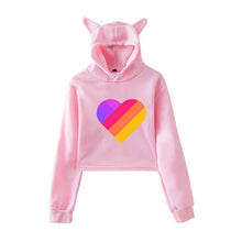 Load image into Gallery viewer, Cat Ear Pink Russia Style Likee App LIKEE Hoodies Women Cat Crop Top Hoodie Female Rainbow Sweatshirt Trendy Streetwear Hip Hop
