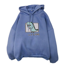 Load image into Gallery viewer, Harajuku Cartoon Dinosaur Print Hoodies Women Casual Long Sleeve Loose Hooded Sweatshirt Autumn Winter Fleece Hoody Pullover Top
