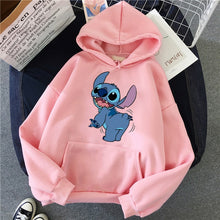 Load image into Gallery viewer, LILO STITCH  Hoodie Pullovers  Long Sleeves Harajuku Pink Pullovers Lovely Kawaii Casual Tops O-neck Women's Hooded Sweatshirt
