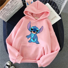 Load image into Gallery viewer, LILO STITCH  Hoodie Pullovers  Long Sleeves Harajuku Pink Pullovers Lovely Kawaii Casual Tops O-neck Women's Hooded Sweatshirt

