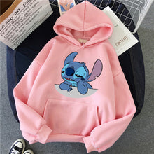 Load image into Gallery viewer, LILO STITCH  Hoodie Pullovers  Long Sleeves Harajuku Pink Pullovers Lovely Kawaii Casual Tops O-neck Women's Hooded Sweatshirt
