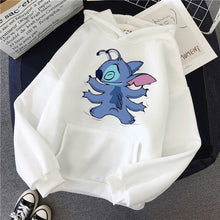 Load image into Gallery viewer, Harajuku Pink Pullovers Lovely Kawaii Casual Tops O-neck Women's Hooded Sweatshirt LILO STITCH Hoodie Pullovers Long Sleeves
