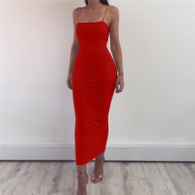 Load image into Gallery viewer, Spaghetti Strap Bodycon Party Dress Women Backless Elegant Long Bandage Dress Sexy Club Sleeveless Sheath Black Dress Vestido
