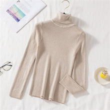 Load image into Gallery viewer, Shiny Sweater Women 11 Colors Turtleneck Slim Pullover Spring Autumn Long Sleeve Knit jersey de mujer свитер женский M9D691
