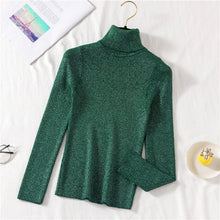 Load image into Gallery viewer, Shiny Sweater Women 11 Colors Turtleneck Slim Pullover Spring Autumn Long Sleeve Knit jersey de mujer свитер женский M9D691
