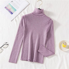 Load image into Gallery viewer, Shiny Sweater Women 11 Colors Turtleneck Slim Pullover Spring Autumn Long Sleeve Knit jersey de mujer свитер женский M9D691
