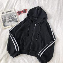 Load image into Gallery viewer, Hoodies Womens Harajuku Street Style Zip-up Solid Oversized Hoodie Women Simple Trendy Daily Leisure Loose Hooded Pockets Soft
