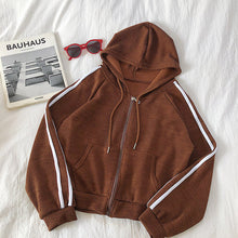 Load image into Gallery viewer, Hoodies Womens Harajuku Street Style Zip-up Solid Oversized Hoodie Women Simple Trendy Daily Leisure Loose Hooded Pockets Soft
